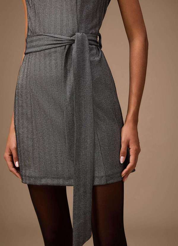 Maria.valentina - Vestido Maria.Valentina Solto Decote V sem Manga Curto Cinza Cinza 3