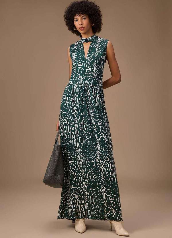 Maria.valentina - Vestido Maria.Valentina Solto Decote V sem Manga Longo Verde Verde