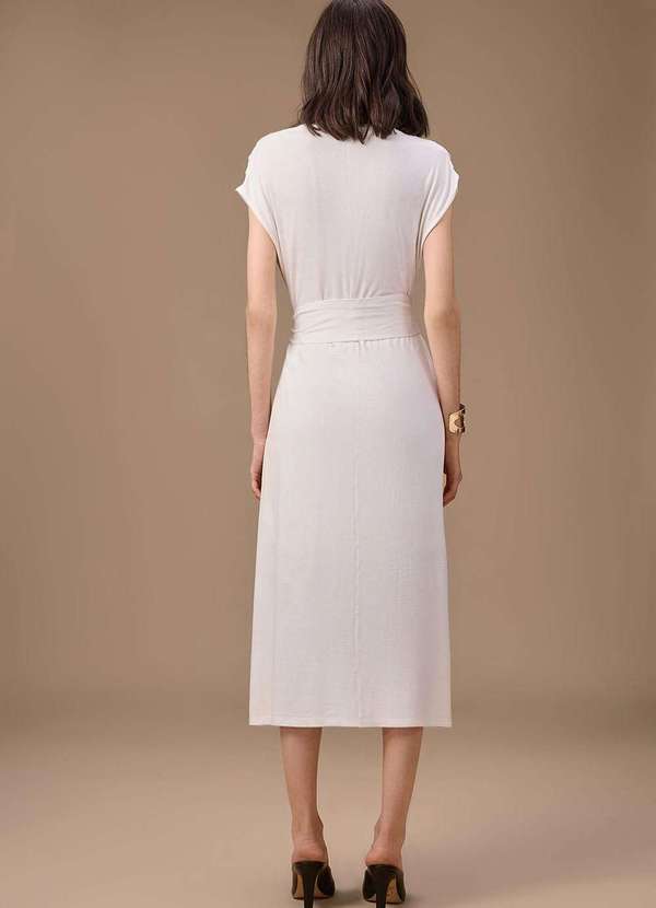 Maria.valentina - Vestido Maria.Valentina Solto Decote Canoa Manga Curta Longo Off Branco