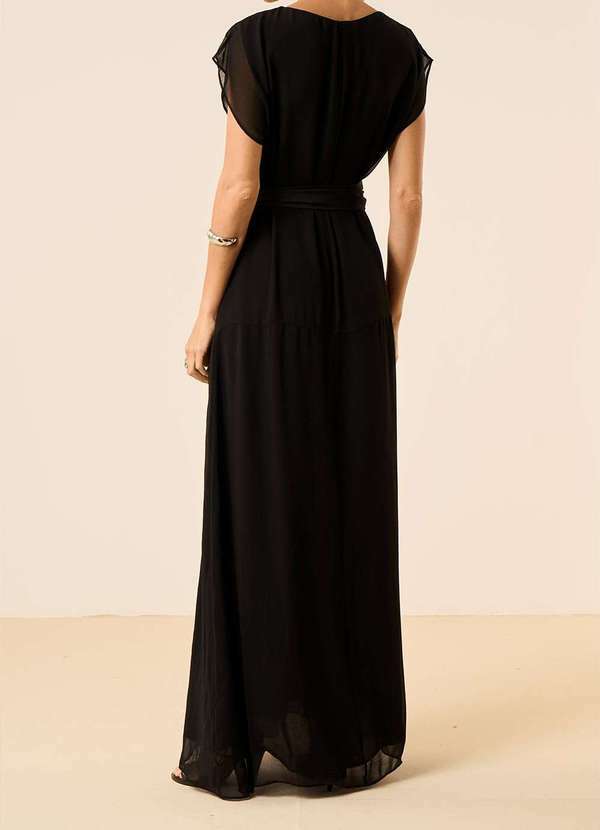 Maria.valentina - Vestido Maria.Valentina Solto Decote Careca Manga Curta Longo Pre Preto