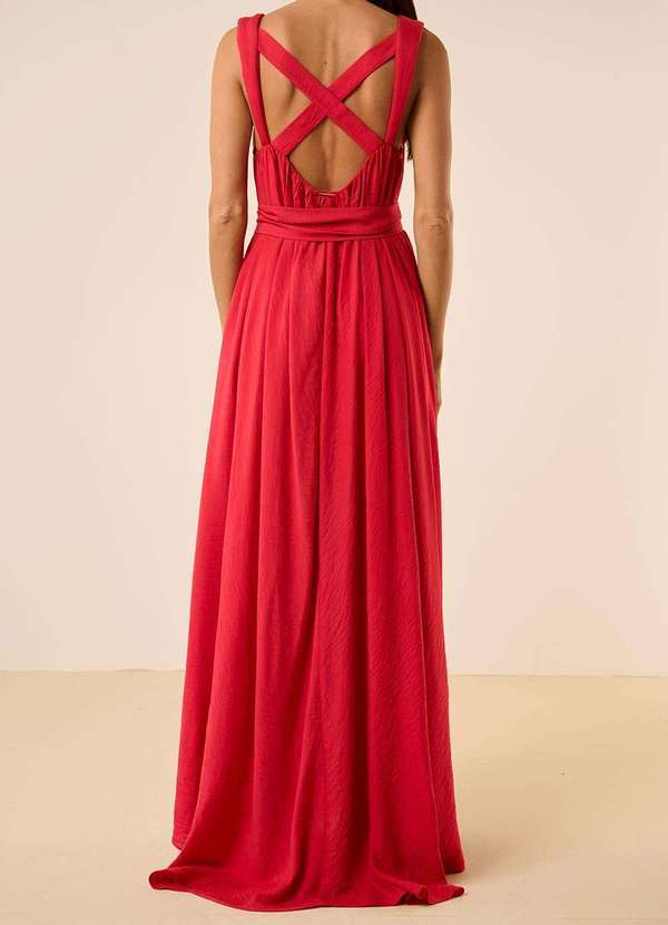 Maria.valentina - Vestido Maria.Valentina Solto Decote Reto com Alça Longo Vermelho Vermelho