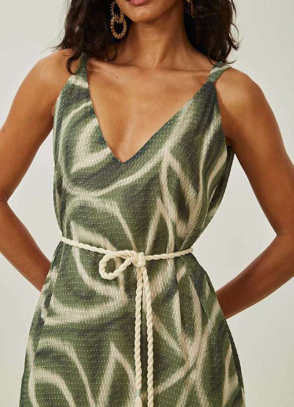 Maria.valentina - Vestido Maria.Valentina Solto Decote V com Alça Longo Verde Verde