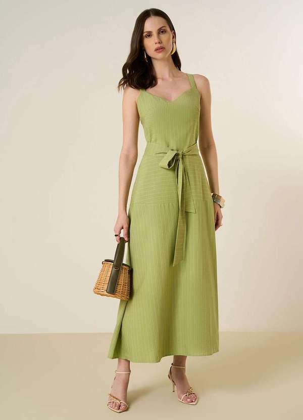 Maria.valentina - Vestido Maria.Valentina Solto Decote V com Alça Midi Verde Verde