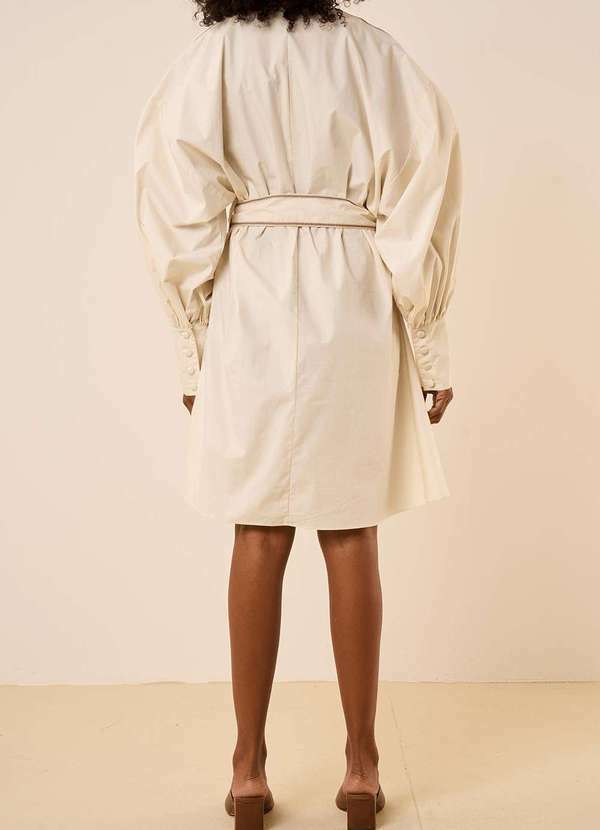 Maria.valentina - Vestido Maria.Valentina Solto Decote V Manga Longa Curto Off Whit Branco