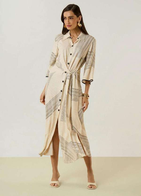 Maria.valentina - Vestido Maria.Valentina Solto Gola Clássica Manga Curta Midi Pret Preto 2