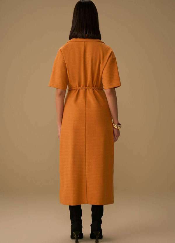 Maria.valentina - Vestido Maria.Valentina Solto Polo Manga Curta Midi Laranja Laranja 4