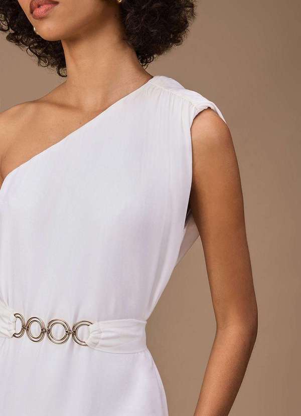 Maria.valentina - Vestido Maria.Valentina Solto um Ombro Só sem Manga Longo Off Whi Branco 3