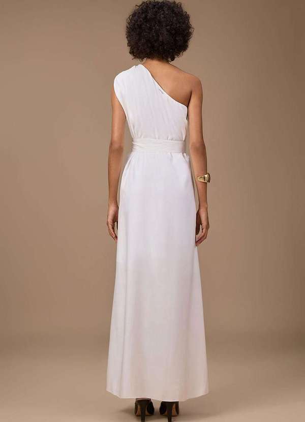 Maria.valentina - Vestido Maria.Valentina Solto um Ombro Só sem Manga Longo Off Whi Branco 4