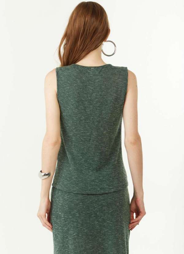 Zinco - Blusa Zinco Ajustada Decote Careca sem Alça Padrão Verde Verde