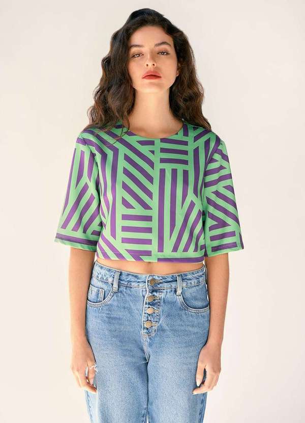 Zinco - Blusa Zinco Decote Redondo Manga Curta Abertura Costas Roxo Roxo