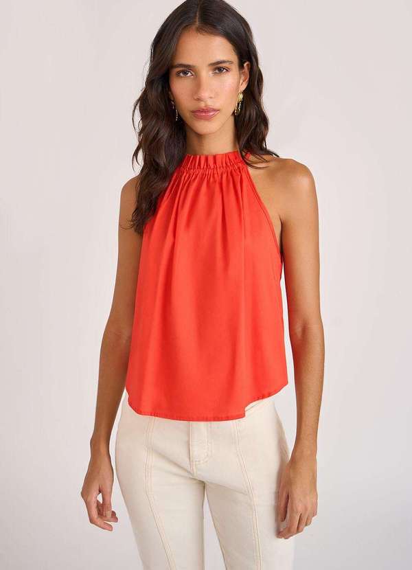 Zinco - Blusa Zinco Frente Única Cava Francesa Amarração Costas Vermelho Vermelho