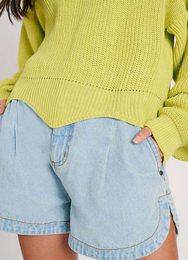 Zinco - Blusa Zinco Gola Alta Manga Longa Barra Assimétrica Verde Claro Verde 3