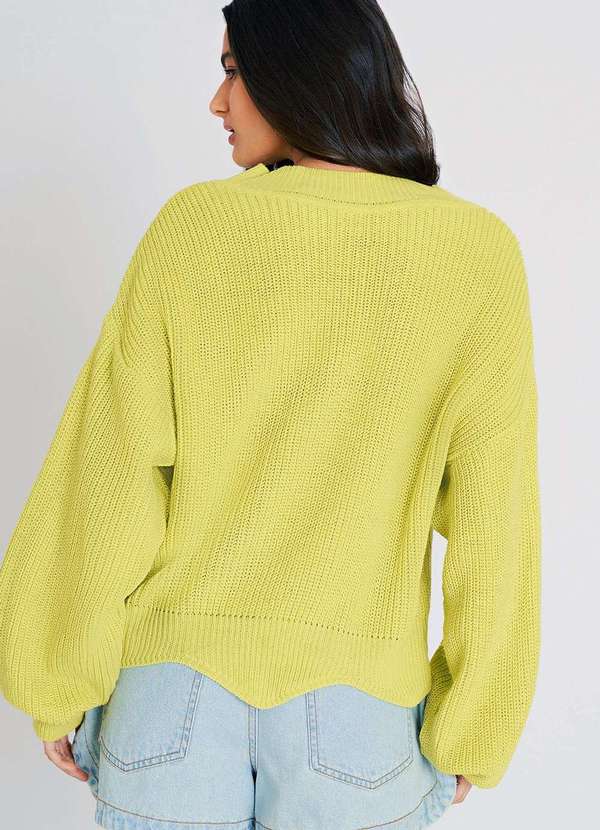 Zinco - Blusa Zinco Gola Alta Manga Longa Barra Assimétrica Verde Claro Verde 4