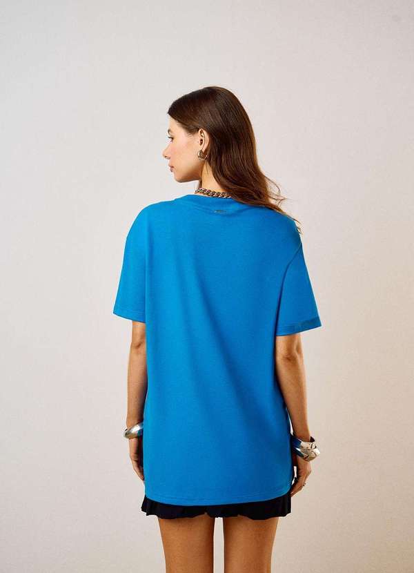 Zinco - Camiseta Zinco Oversized Decote Careca Manga Curta Alongada Azul Azul
