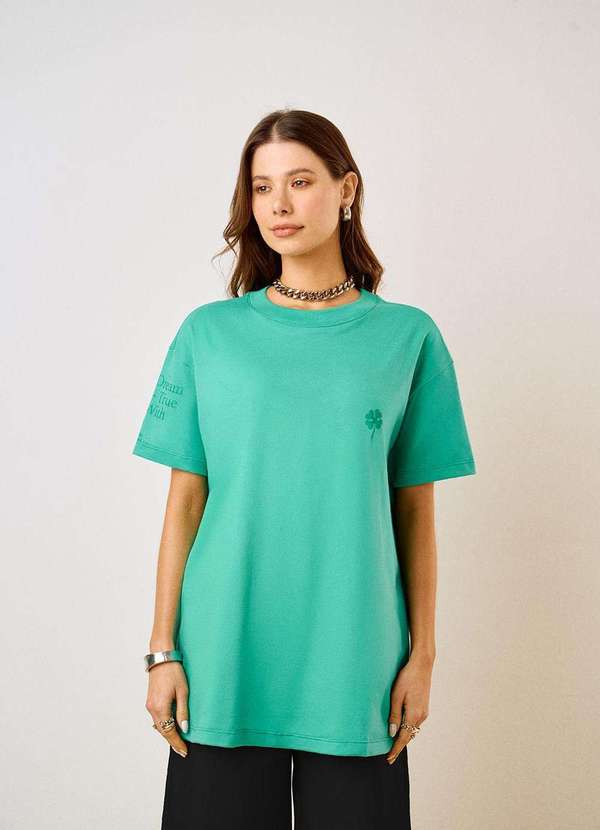 Zinco - Camiseta Zinco Oversized Decote Careca Manga Curta Alongada Verde Verde 2