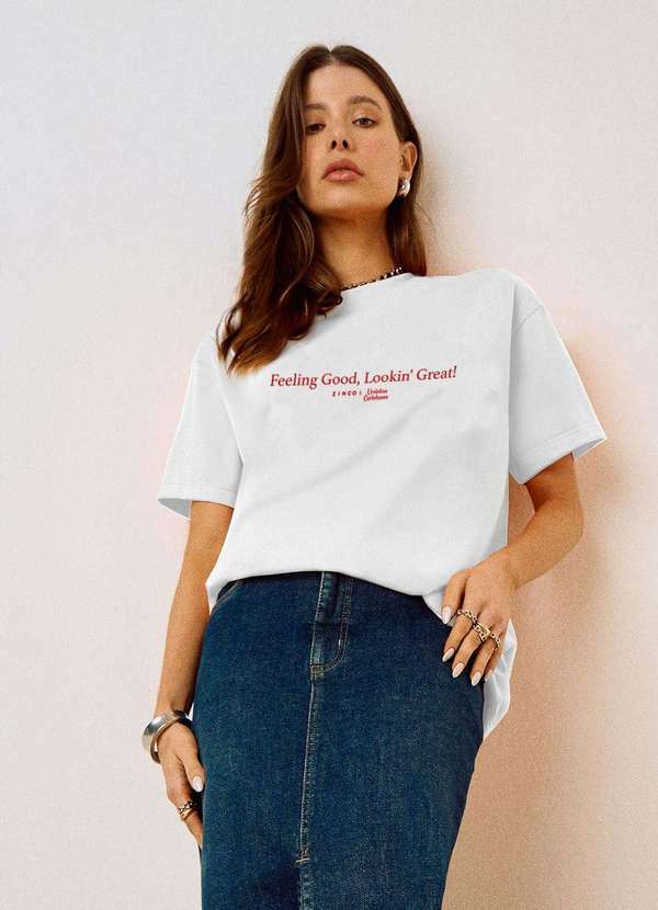 Zinco - Camiseta Zinco Oversized Decote Careca Manga Curta Alongada Off W Branco