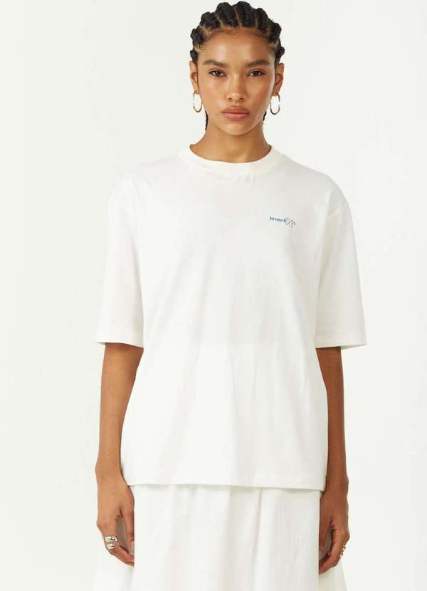 Zinco - Camiseta Zinco Oversized Decote Careca Manga Curta Padrão Off Whi Branco