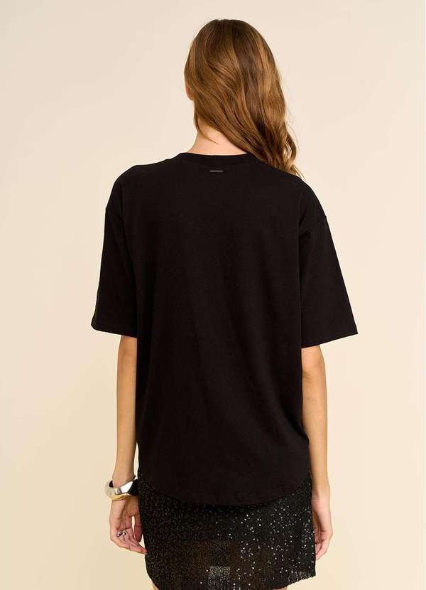 Zinco - Camiseta Zinco Solta Decote Careca Manga Curta Padrão Preto Preto 3