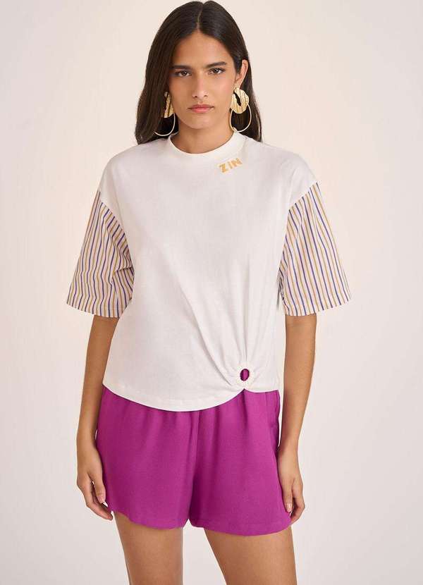 Zinco - Camiseta Zinco Solta Decote Careca Manga Curta Padrão Off White Branco 2