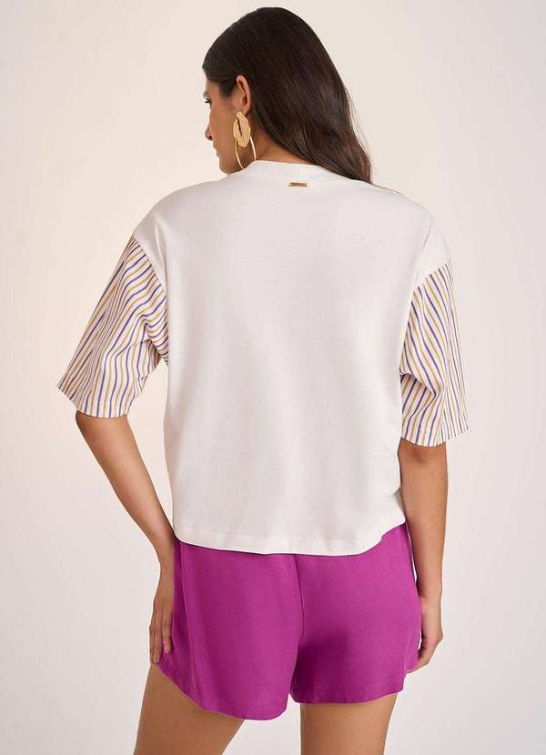 Zinco - Camiseta Zinco Solta Decote Careca Manga Curta Padrão Off White Branco 4