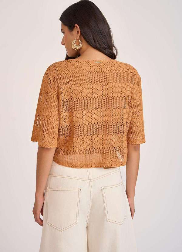 Zinco - Camiseta Zinco Solta Decote Careca Manga Curta Cropped Marrom Marrom 4