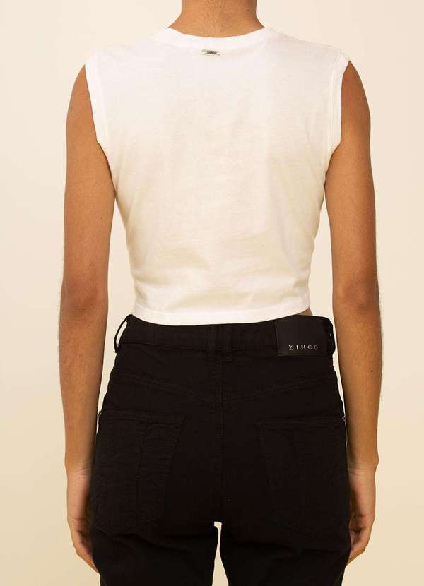 Zinco - Regata Zinco Ajustada Decote Careca Cropped Off White Branco 3