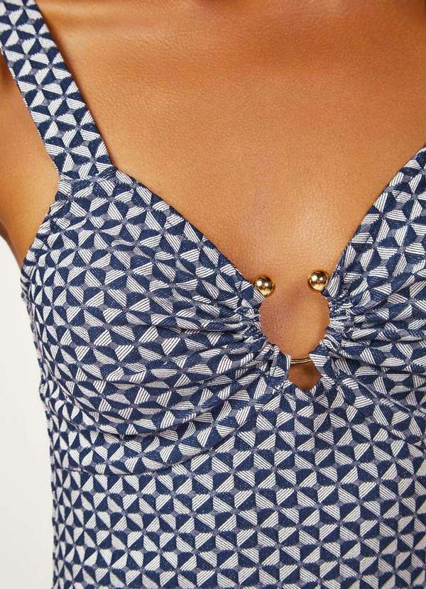 Zinco - Regata Zinco Ajustada Decote Careca Padrão Azul Azul 3