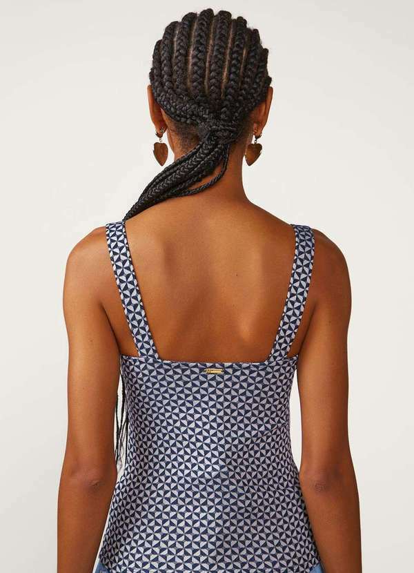 Zinco - Regata Zinco Ajustada Decote Careca Padrão Azul Azul 4