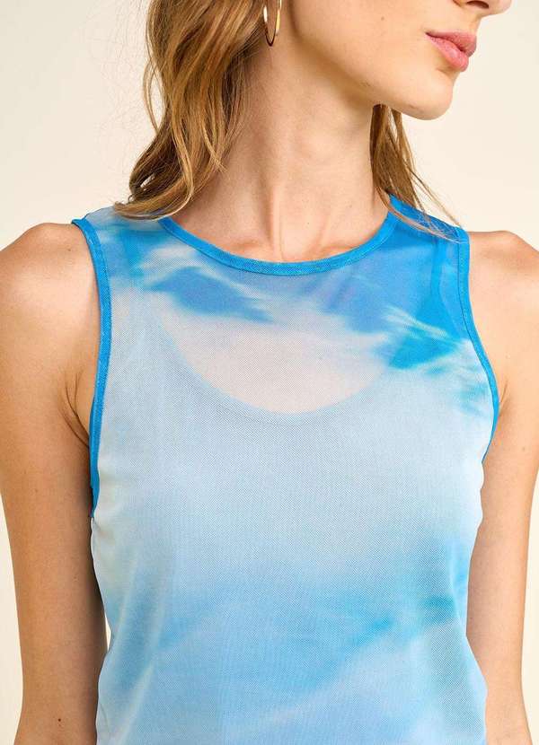 Zinco - Regata Zinco Ajustada Decote Careca Padrão Azul Azul 2