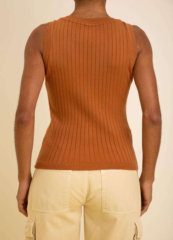 Zinco - Regata Zinco Ajustada Decote Careca Padrão Marrom Marrom