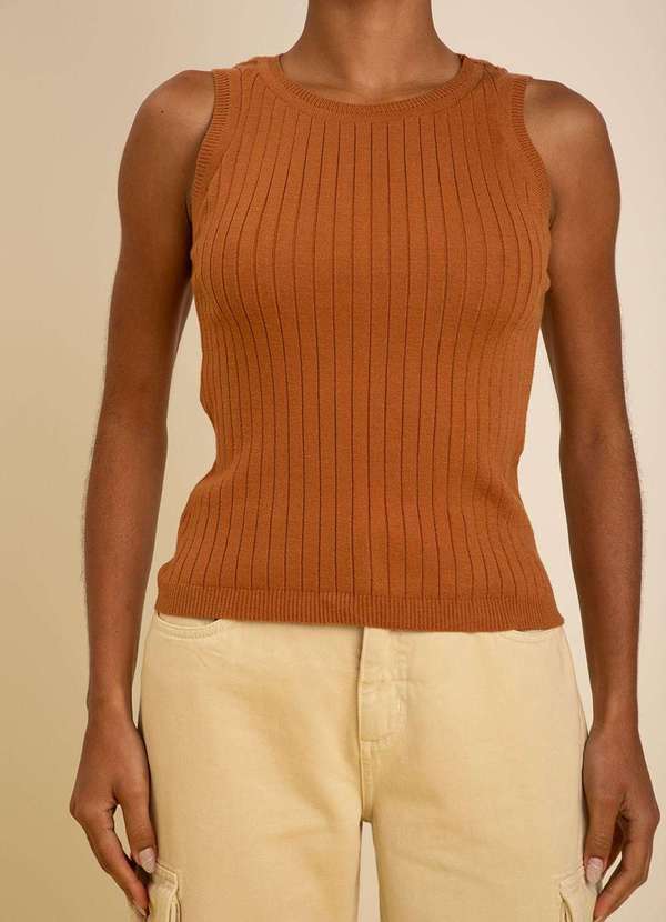 Zinco - Regata Zinco Ajustada Decote Careca Padrão Marrom Marrom 3