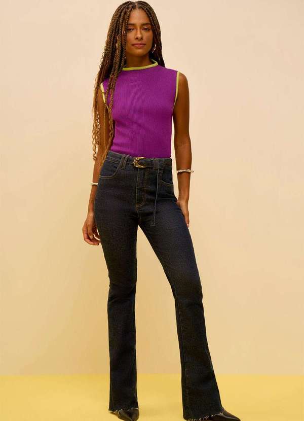 Zinco - Regata Zinco Ajustada Decote Careca Padrão Roxo Roxo