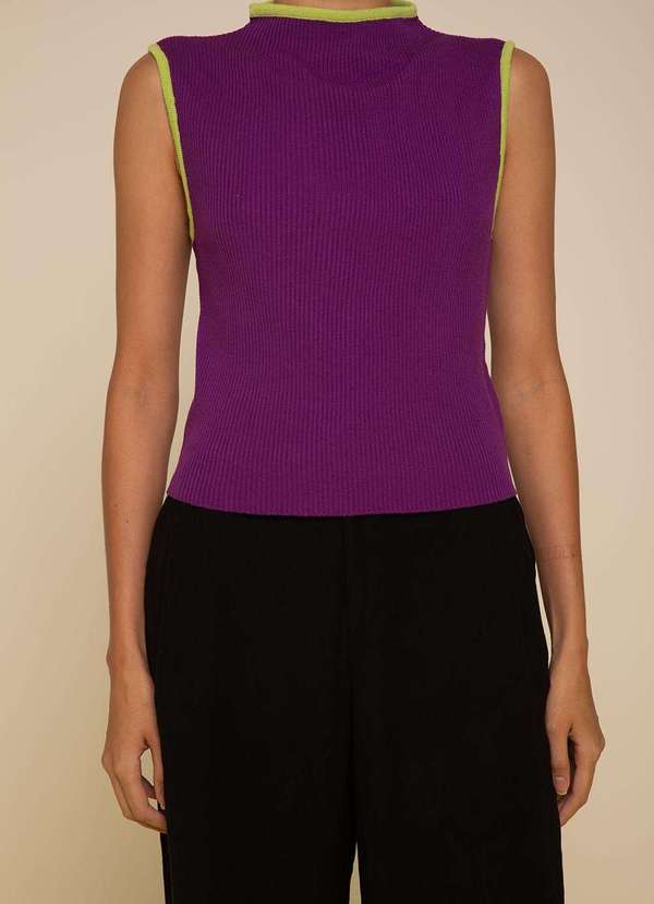 Zinco - Regata Zinco Ajustada Decote Careca Padrão Roxo Roxo 2