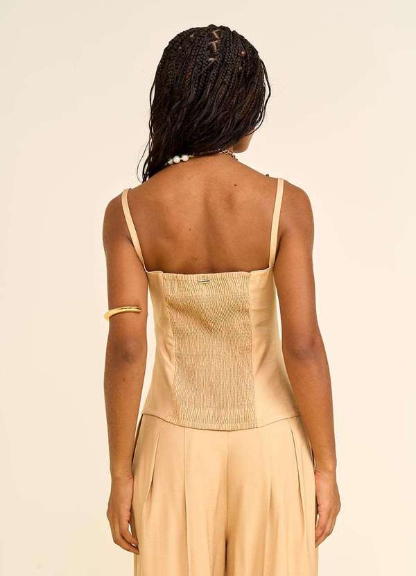 Zinco - Regata Zinco Ajustada Decote Quadrado Cropped Bege Bege