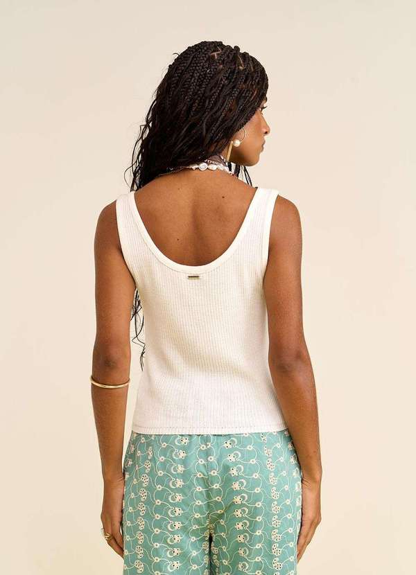 Zinco - Regata Zinco Ajustada Decote Quadrado Padrão Off White Branco 2