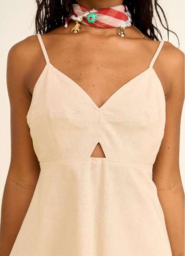 Zinco - Regata Zinco Ajustada Decote V Padrão Bege Bege 2