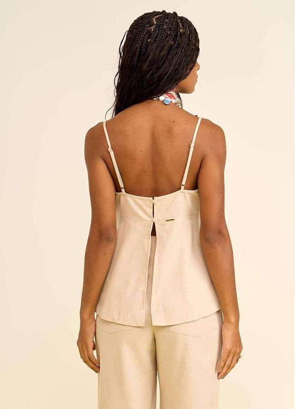 Zinco - Regata Zinco Ajustada Decote V Padrão Bege Bege 3