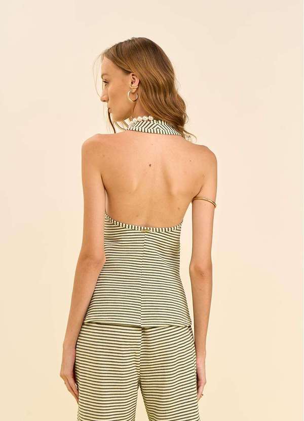 Zinco - Regata Zinco Ajustada Decote V Padrão Verde Verde 2