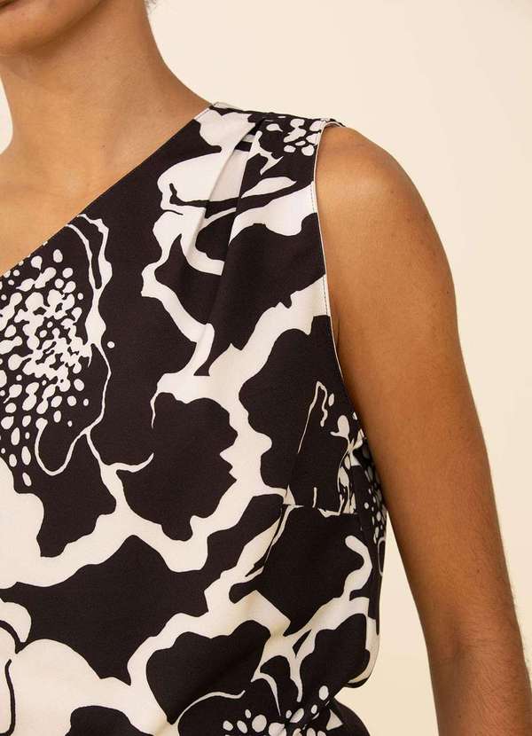 Zinco - Regata Zinco Ajustada um Ombro Só Padrão Preto Preto 3