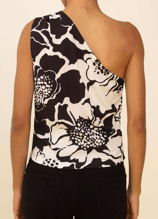 Zinco - Regata Zinco Ajustada um Ombro Só Padrão Preto Preto 4