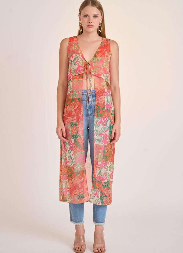 Zinco - Regata Zinco Decote V Alongada Laranja Laranja