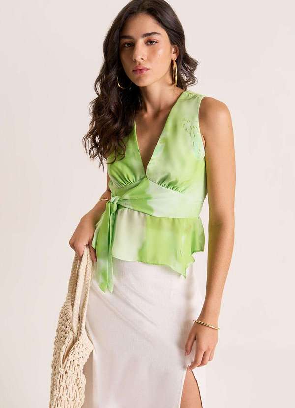 Zinco - Regata Zinco Decote V Amarração Frente Verde Verde