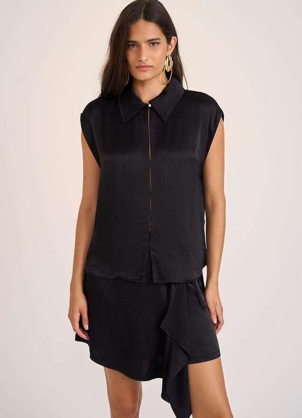 Zinco - Regata Zinco Gola Detalhe Frente Preto Preto