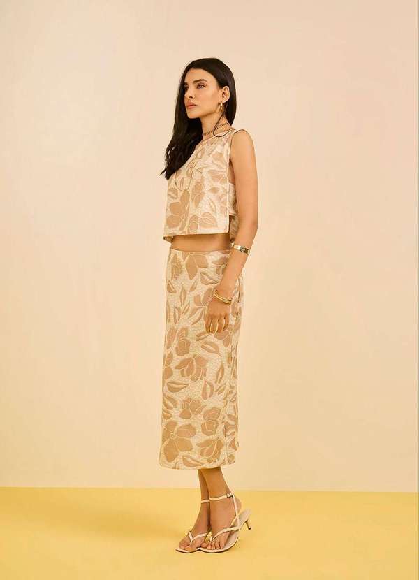 Zinco - Regata Zinco Solta Decote Careca Cropped Bege Bege