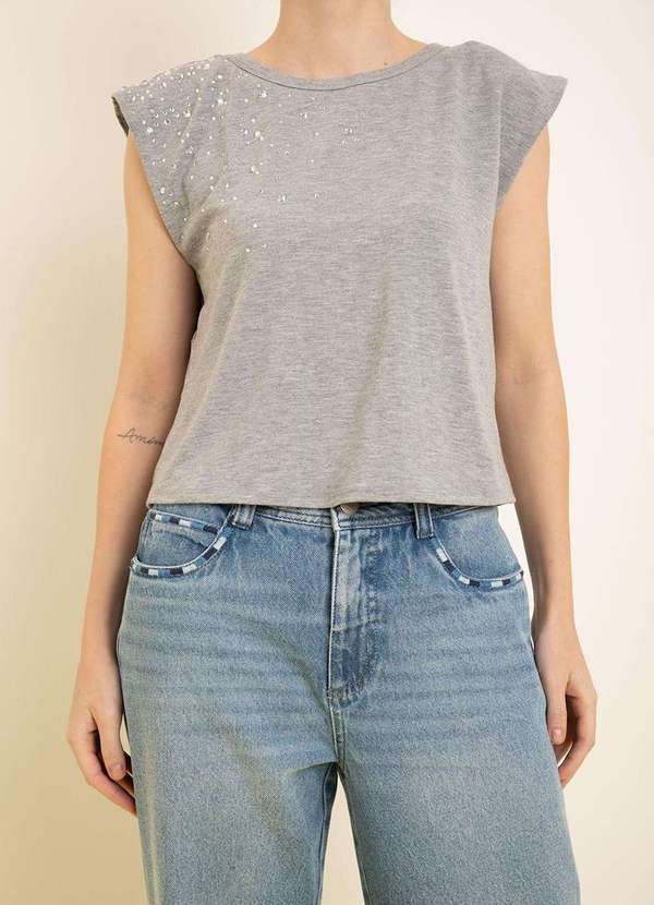 Zinco - Regata Zinco Solta Decote Careca Padrão Cinza Cinza 2