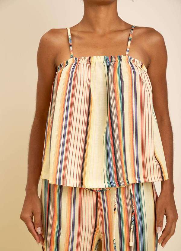 Zinco - Regata Zinco Solta Decote Quadrado Padrão Amarelo Amarelo 2