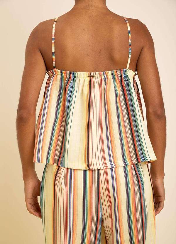 Zinco - Regata Zinco Solta Decote Quadrado Padrão Amarelo Amarelo 4