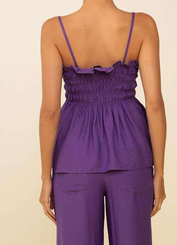 Zinco - Regata Zinco Solta Decote Quadrado Padrão Roxo Roxo