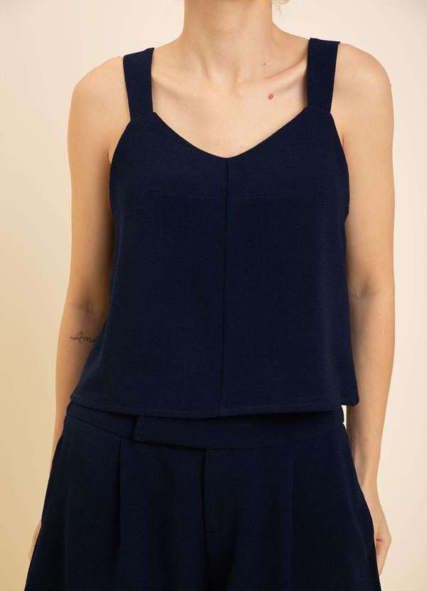 Zinco - Regata Zinco Solta Decote V Padrão Azul Azul 2