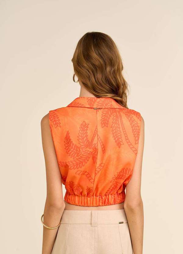 Zinco - Regata Zinco Solta Decote V Padrão Laranja Laranja